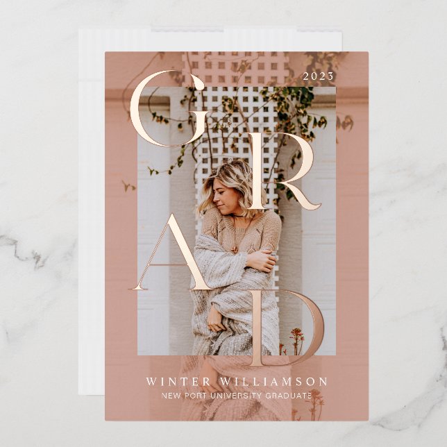 Minimal Modern Type Blush Pink Overlay Grad Photo (Envelope)