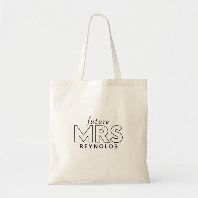 Minimal Modern Typography Future Mrs. Tote Bag (Front)