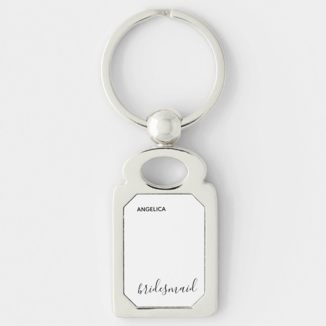 Minimal Modern Typography Wedding Bridesmaid Gift Keychain (Front)