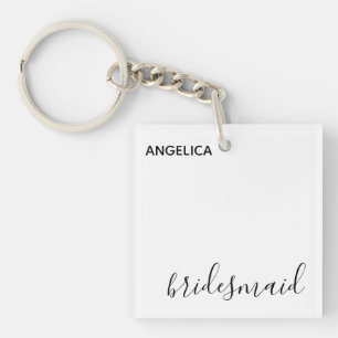 Minimal Modern Typography Wedding Bridesmaid Gift Keychain