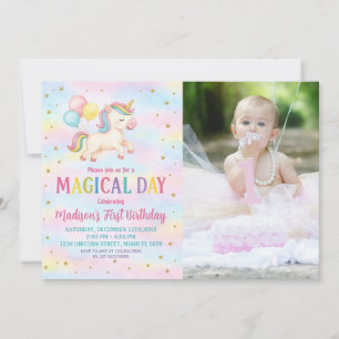 Minimal Modern Unicorn Birthday Invitation