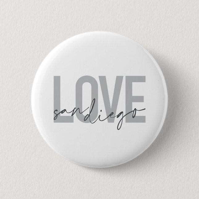 Minimal, modern, urban, cool design Love San Diego 2 Inch Round Button (Front)