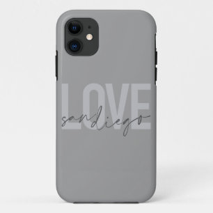 Minimal, modern, urban, cool design Love San Diego iPhone 11 Case