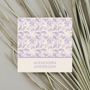 Minimal Modern Violet Leaves Pattern Lavender Square Business Card