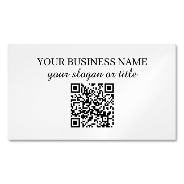 Minimal modern website black and white QR code Magnetic Business Card (Front)