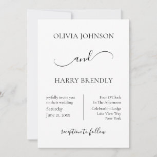 Minimal Modern Wedding Invitation Black White