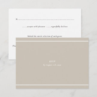 Minimal Modern Wedding | Neutral Greige Floral RSVP Card