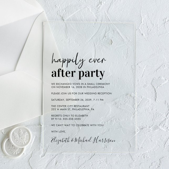 Minimal Modern Wedding Reception Acrylic Invitations (Make your wedding reception unforgettable with stunning acrylic invitations—modern, elegant, unique!)