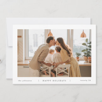 Minimal Modern White Black Photo Holiday Card