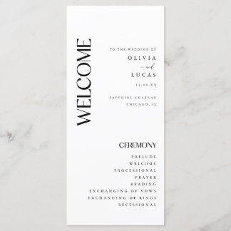 Minimal & Modern White Wedding Program