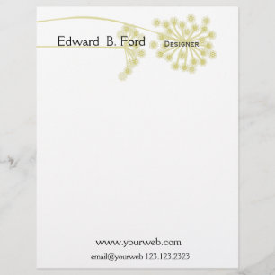Minimal Modern Wild Flower Floral Letterhead