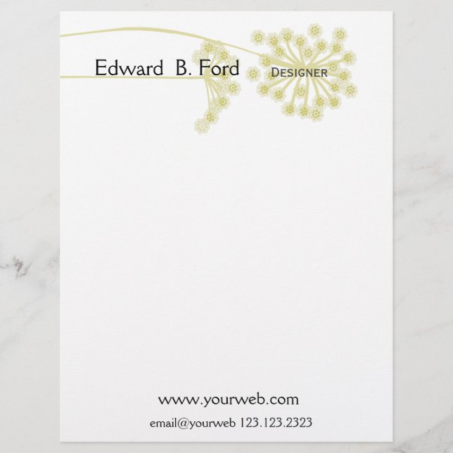 Minimal  Modern Wild Flower Floral Letterhead (Front)
