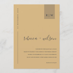 MINIMAL MODERN YELLOW OCHRE TYPOGRAPHY WEDDING INVITATION