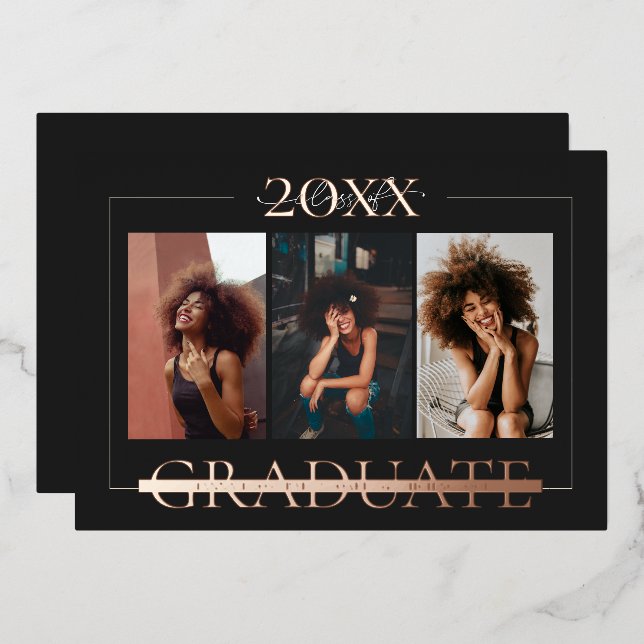 Minimal moderne | 3 Faire-part de diplôme photo (Recto/Verso)