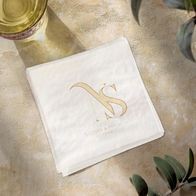 Minimal moderne | Mariage Monogram Napkins (Créateur téléchargé)