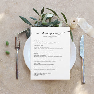 Minimal moderne   Menu Mariage