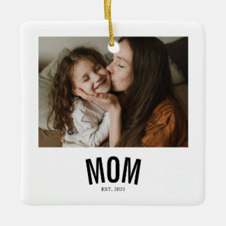 Minimal Mom Established Photo Ceramic Ornament