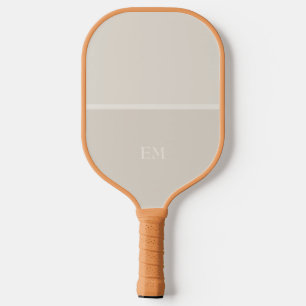 Minimal Monochrome Beige Monogram Initials Pickleball Paddle