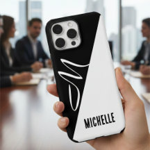 minimal monochrome split Elegant Script Monogram