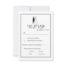 Minimal Monochrome Wedding RSVP Card