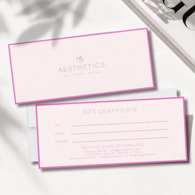  Minimal Monogram Beige-Pink Gift Certificate (Minimal Monogram Beige-Pink Gift Certificate)