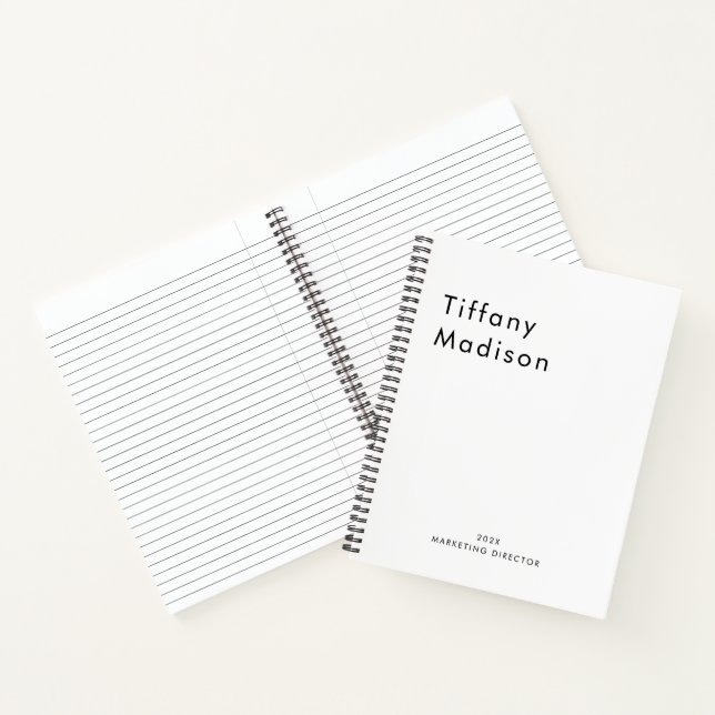 Minimal Monogram Black and White Custom Name Year Notebook (Inside)
