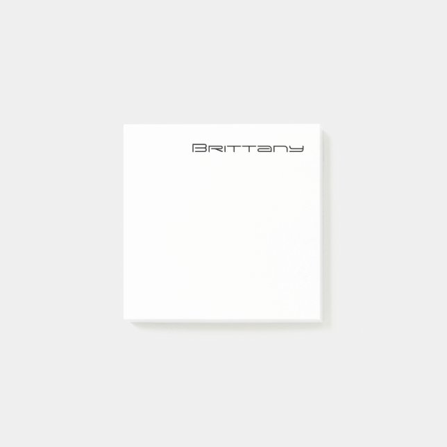 Minimal Monogram Black and White Custom Name Year Post-it Notes (Front)