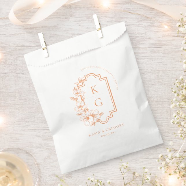 Minimal Monogram Botanical Wedding Favours Favour Bag (Clipped)