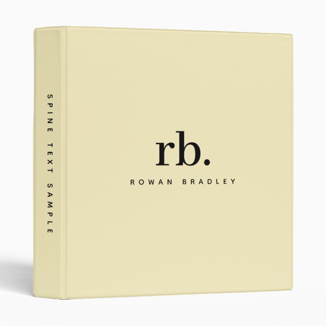Minimal Monogram Cream Clean Professional Binder (Front/Spine)