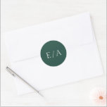 Minimal Monogram Elegant Emerald Green Wedding Classic Round Sticker<br><div class="desc">Modern emerald green wedding sticker featuring a minimal design with your monogram in a classic serif font.  This simple design is great for a traditional or formal wedding invitation suite.  Use these stickers as envelope seals or for your wedding favours.</div>