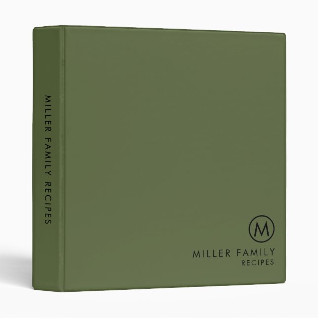 Minimal Monogram Family Name Recipe Binder (Front/Spine)
