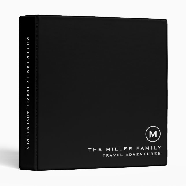 Minimal Monogram Family Travel Plan Binder (Front/Spine)