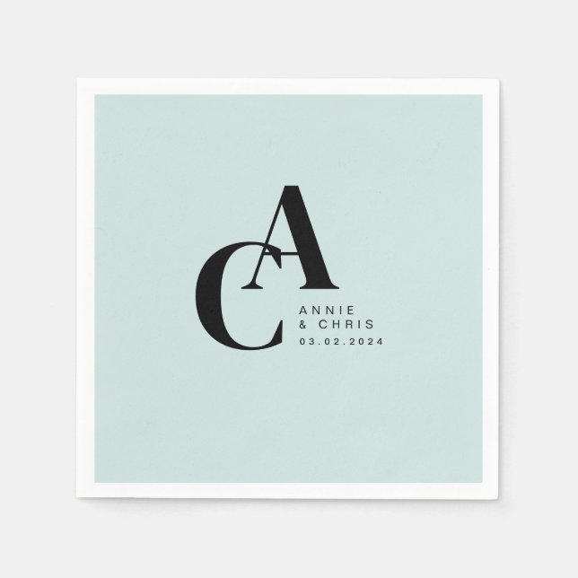 Minimal, Monogram, Handwriting Font, Wedding Napkin (Front)