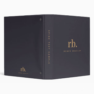 Minimal Monogram Indigo Blue Gold Professional Binder