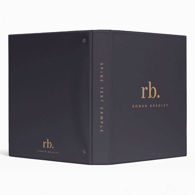 Minimal Monogram Indigo Blue Gold Professional Binder (Background)