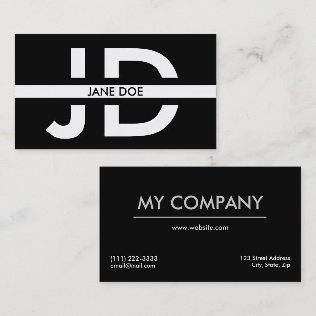 Minimal Monogram Initials Business Card (Front/Back)