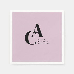 Minimal, Monogram, Light-Purple, Wedding Napkin