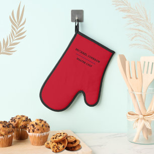 Minimal Monogram Master Chef Red and Black Kitchen Oven Mitt