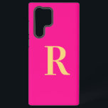 Minimal Monogram Modern Hot Pink Samsung Galaxy Case<br><div class="desc">This is a cute simple, modern, personalized monogram design. This stylish design is in trending hot pink with stylish typography. It's perfect for a personalized gift or ideal as a cute new phone accessory for yourself. Simply add your initial letter by typing it into the personalize this text box. Check...</div>