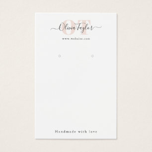 Minimal Monogram Modern Script Pink Earing Display