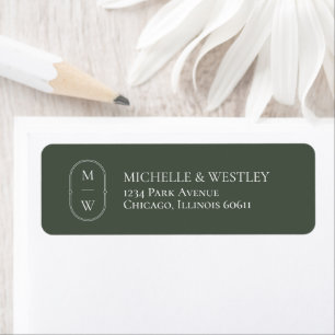 Minimal Monogram Moss Green Wedding Return Address