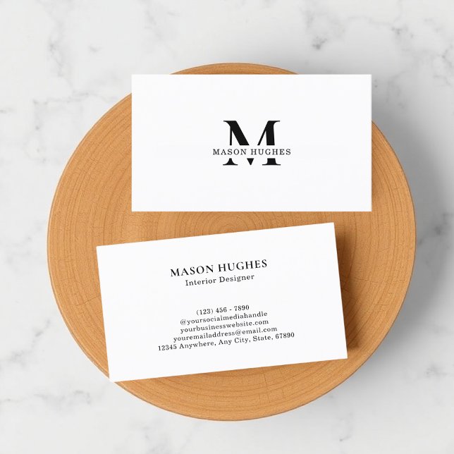 Minimal Monogram Professional Black and white Business Card (Creator Uploaded)