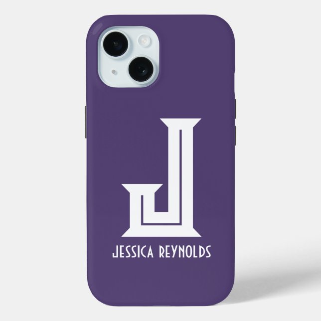 Minimal Monogram Purple Case-Mate iPhone Case (Back)