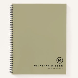 Minimal Monogram Sage Green Notebook