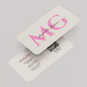 Minimal Monogram Sand Pink Initials Beauty Business Card