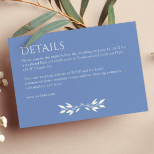 Minimal Monogram Striped Cornflower Blue Details Enclosure Card