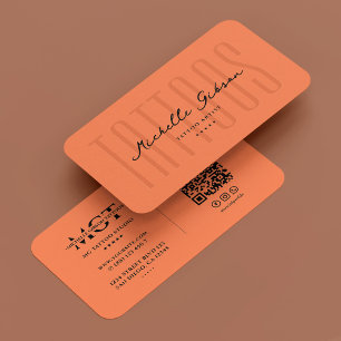 Minimal Monogram Tattoo Artist Tattooist Coral Business Card