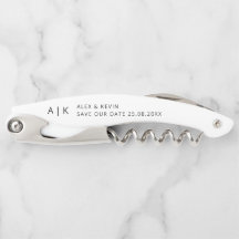 Minimal Monogram Unique Save the Date Invitation Corkscrew