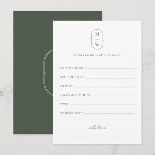 Minimal Monogram Wedding Wishes For Bride & Groom Advice Card