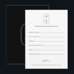 Minimal Monogram Wedding Wishes For Bride & Groom Advice Card<br><div class="desc">Minimal Monogram Wedding Wishes For Bride & Groom Advice Card. Personalize the custom text above. You can find additional coordinating items in our "Minimalist Monogram Black & White Wedding" collection. ***PLEASE NOTE: ALL OF THE WORDING AND TEXT AND BACKGROUND COLOR IS EDITABLE. You can change all of the words and...</div>